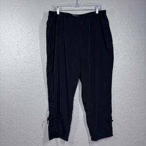 Chico Black Label Women Sz 2 (large) Black polyester cinch ankle pants pull-on